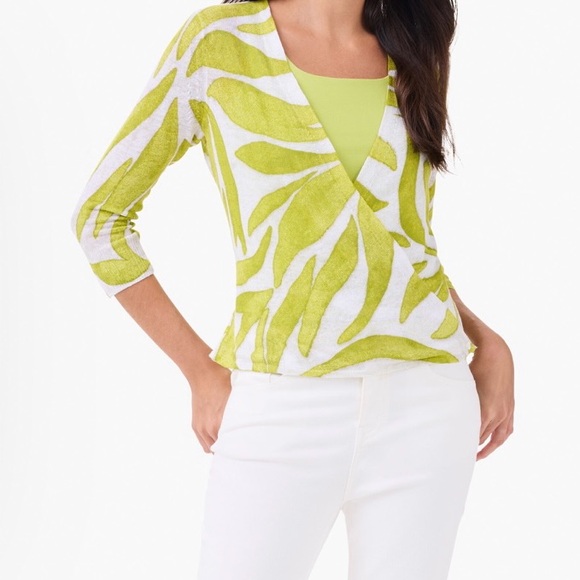 NIC+ZOE Green and White Meadow Mix 4 way Cardigan Sweater XS - Picture 9 of 9